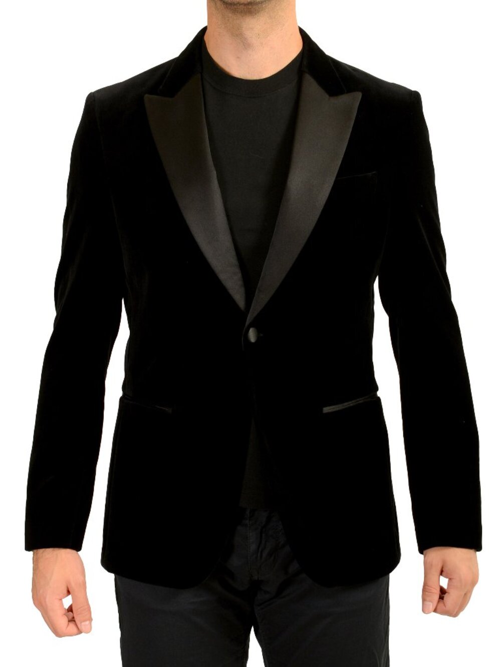 Hugo Boss Men's "H-Hutson-Tux-231" Black Velour Sport Coat Blazer US 40R IT 50R